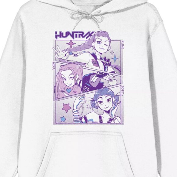 Kpop Demon Hunters Panel art Huntrx Unisex White Long Sleeve Hoodie XL Anime - Picture 3 of 3